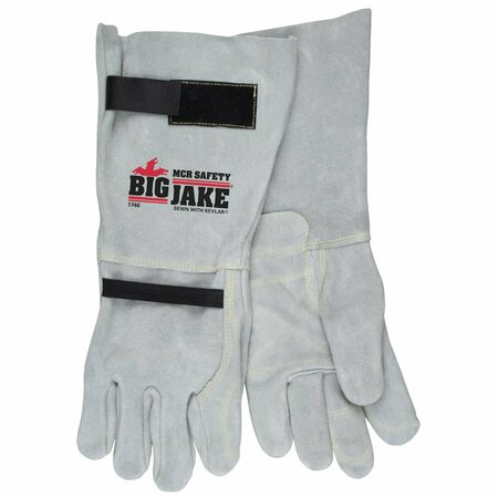 MCR SAFETY Gloves, Full Lthr back 8'' Gaunt inside dbl palm XXL, 12PK 1746XXL